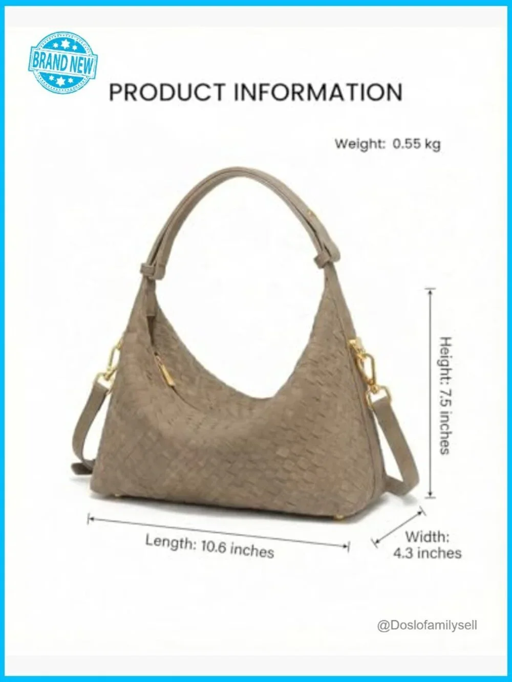 Woven Suede Hobo Bag Medium Slouchy Shoulder Crossbody Purse Adjustable Strap